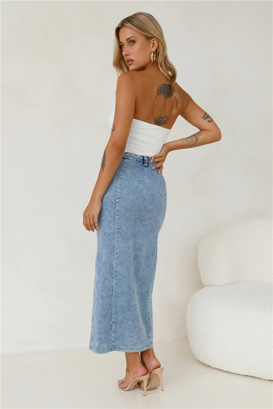 Yours Now Denim Midi Skirt Denim