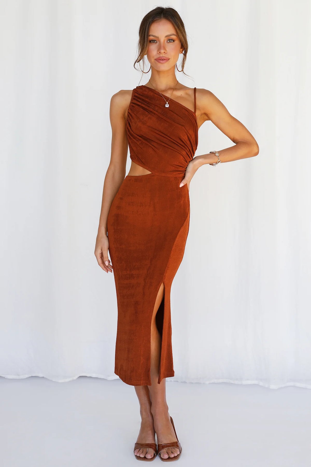 Block It Out Midi Dress Rust