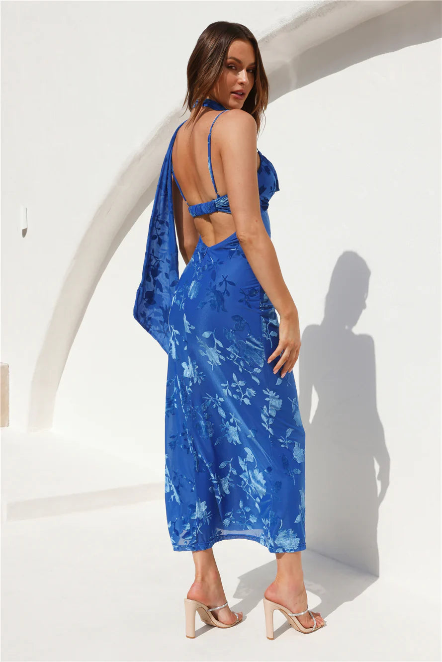 Mysterious Lover Maxi Dress Blue