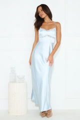 Nobody But You Satin Maxi Dress Blue