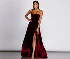 Dakota Velvet Lace Up Evening Gown