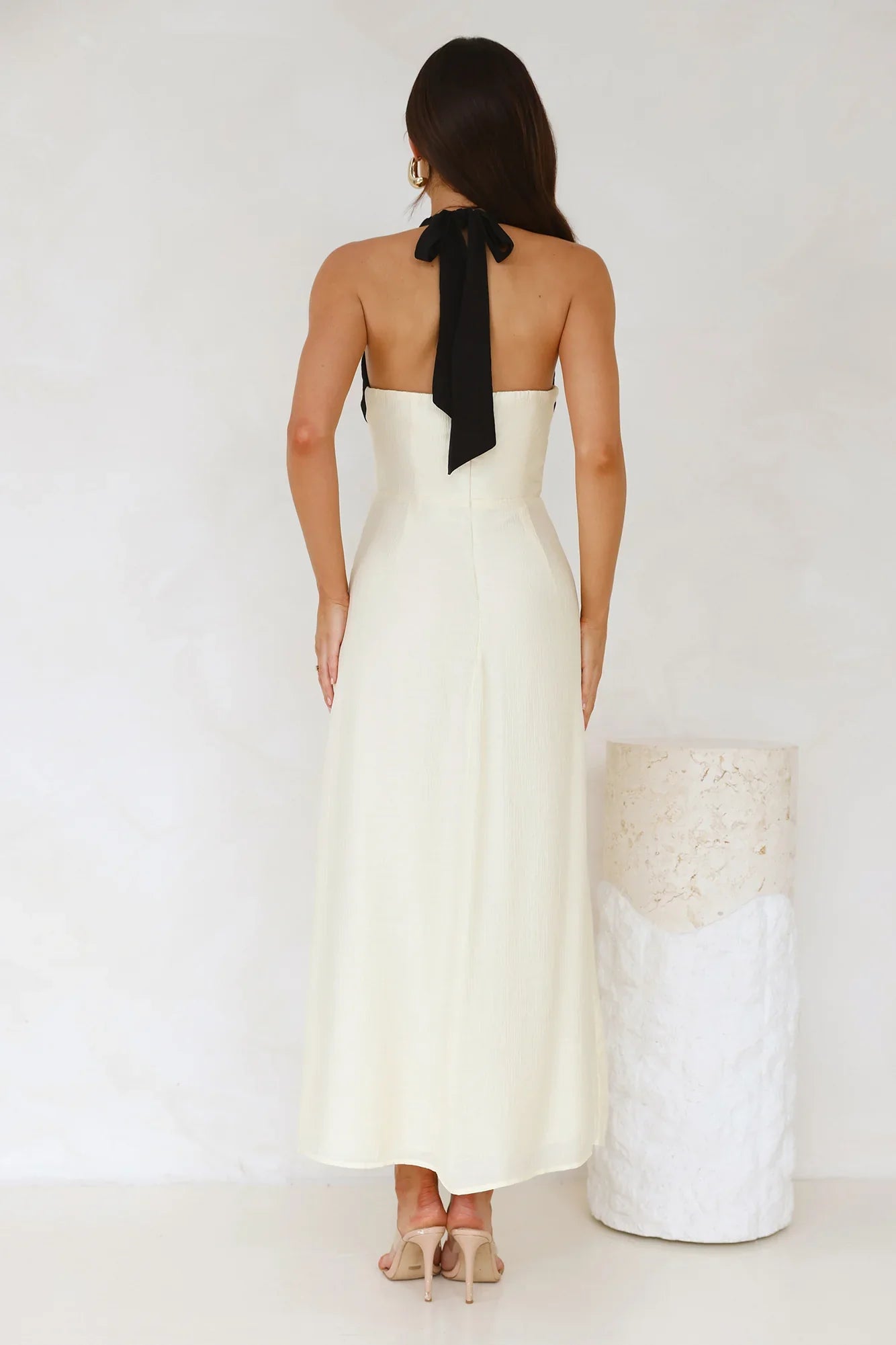 Paris Afternoon Halter Maxi Dress Cream