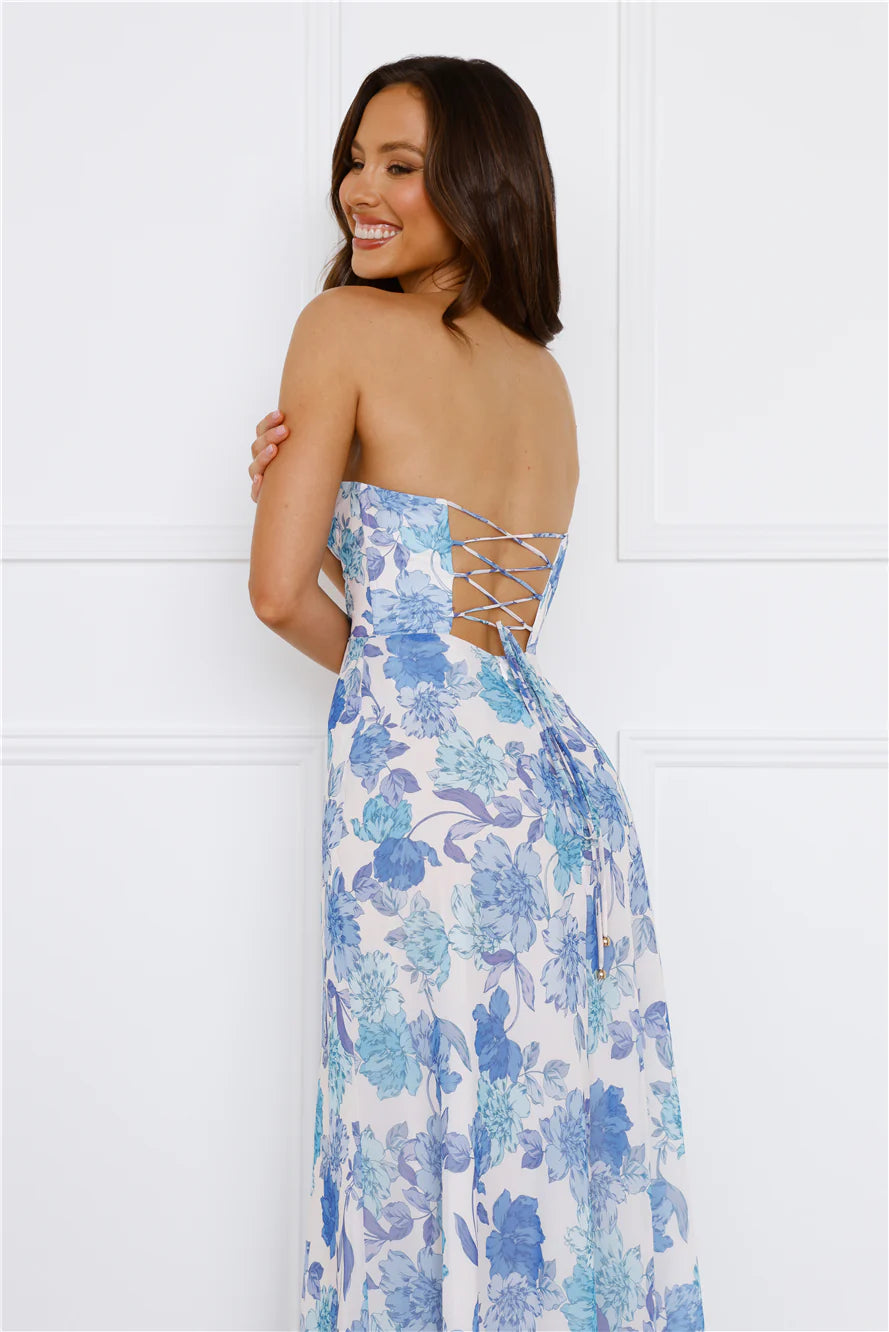 Possessive Power Strapless Maxi Dress Blue