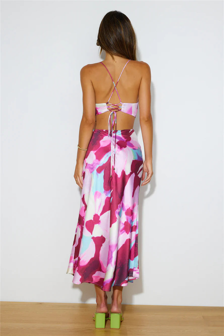 Lover Looks Satin Maxi Dress Multi