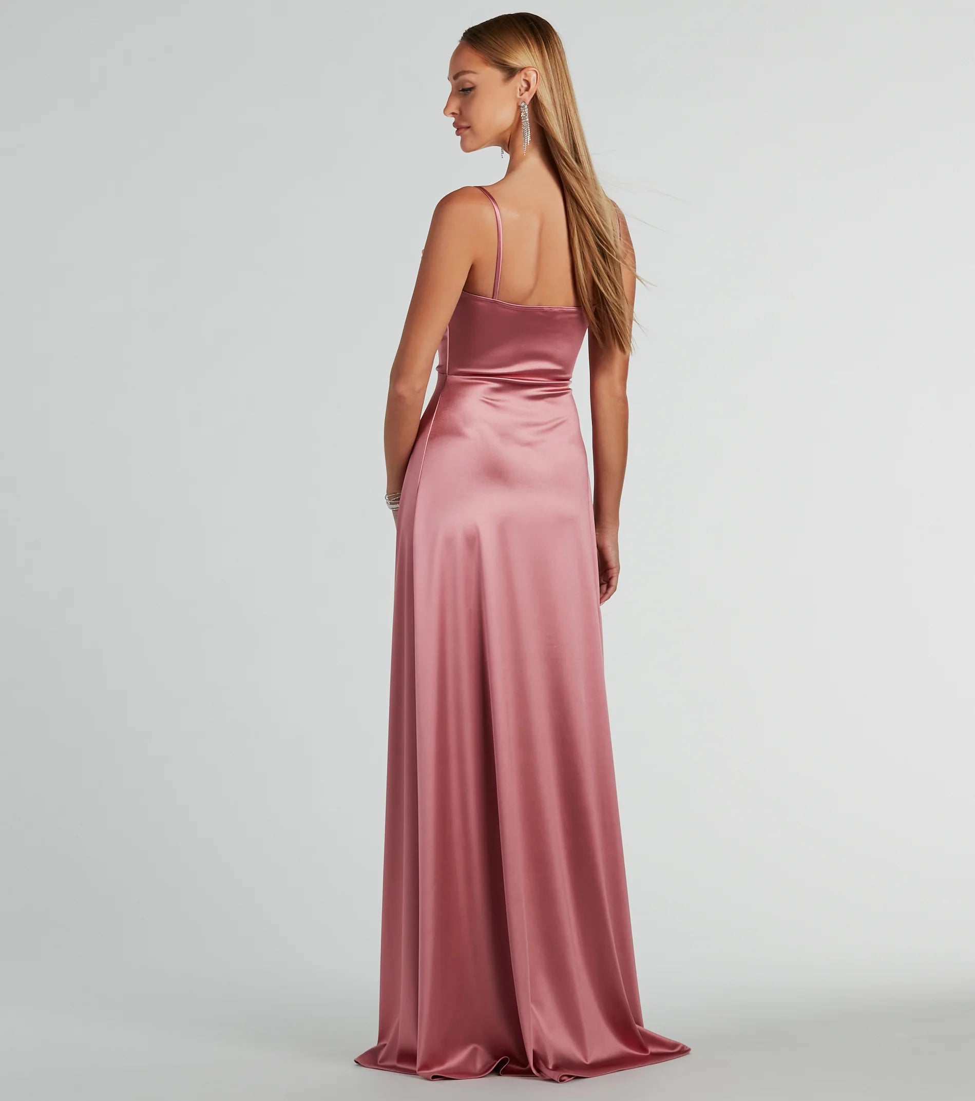 Marissa Formal Satin Cowl Neck Dress