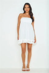 Giving All Of Me Strapless Tulle Mini Dress White