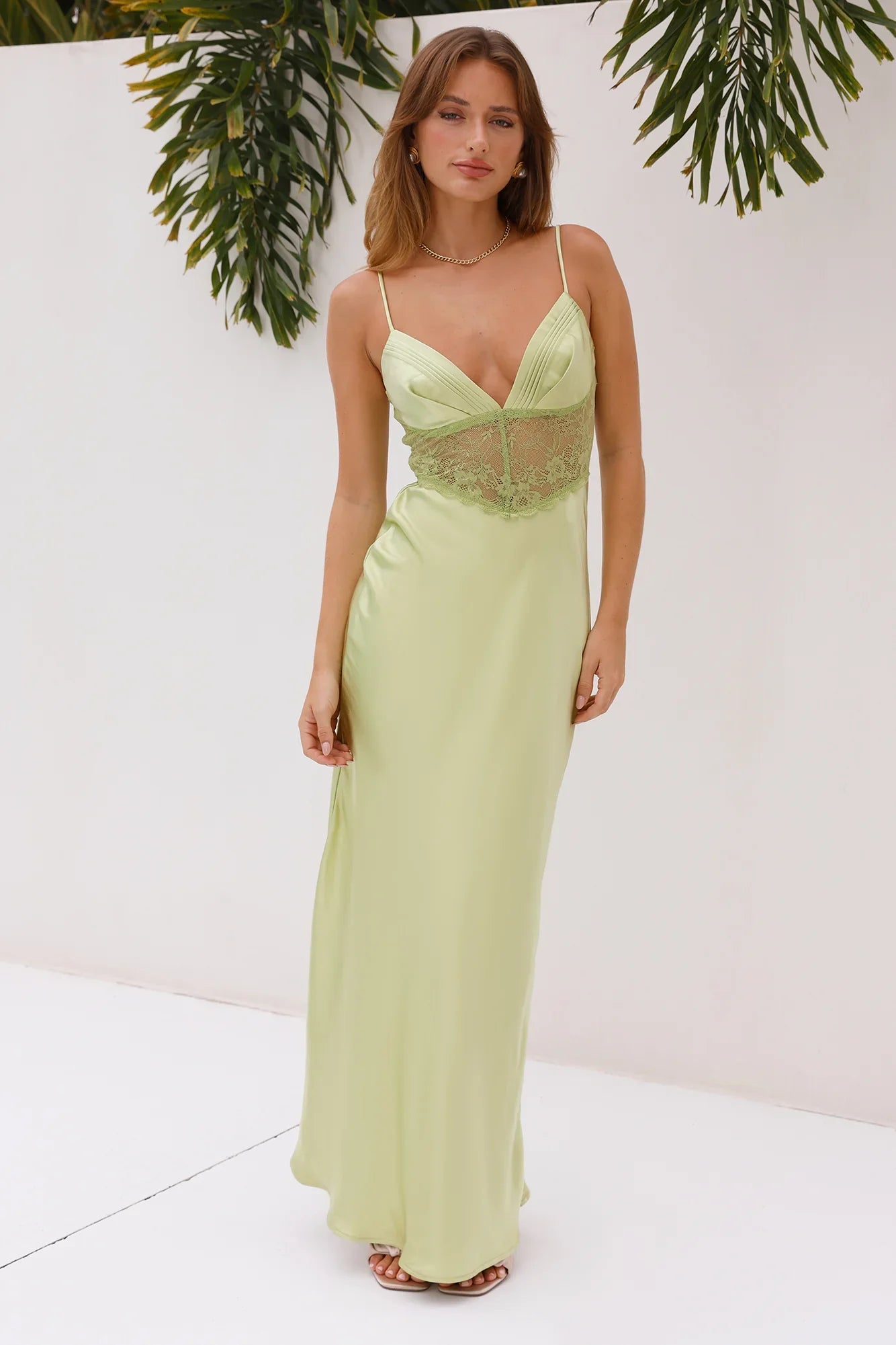 Make My Night Satin Maxi Dress Green