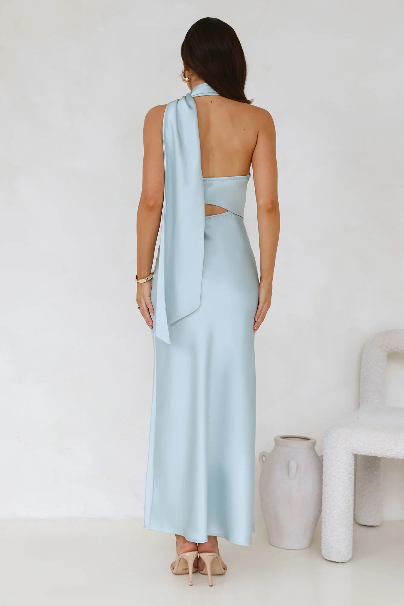 Francesca Satin Midi Dress Sage