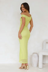 Old Love Off Shoulder Maxi Dress Lime