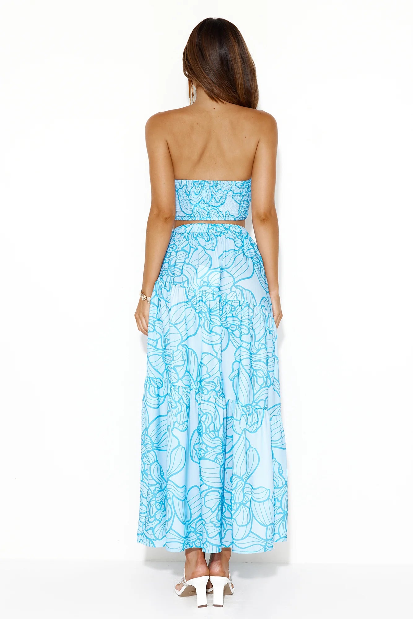 Swirls Surrounding Me Maxi Skirt Blue