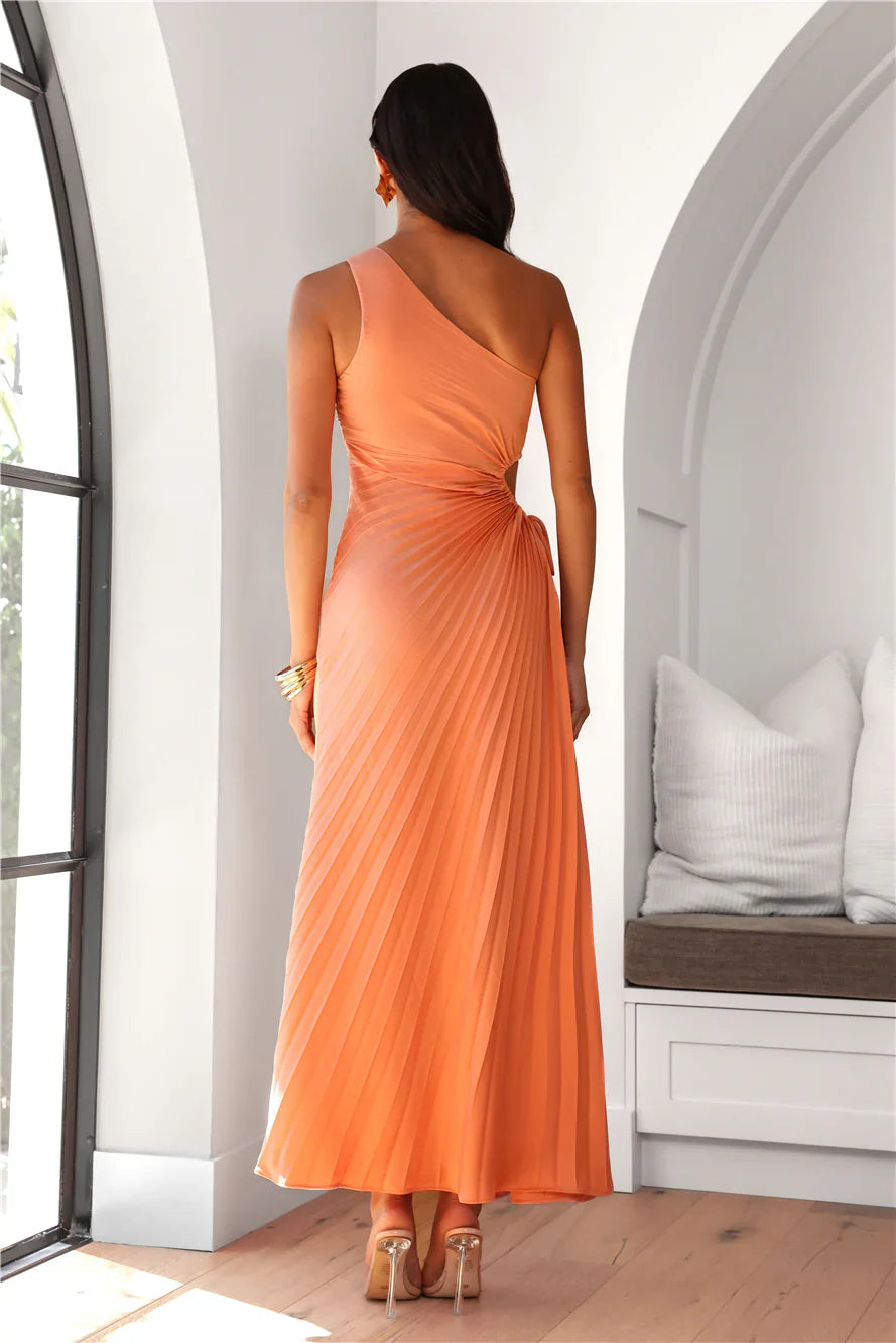 Choose Your Style One Shoulder Maxi Dress Peach