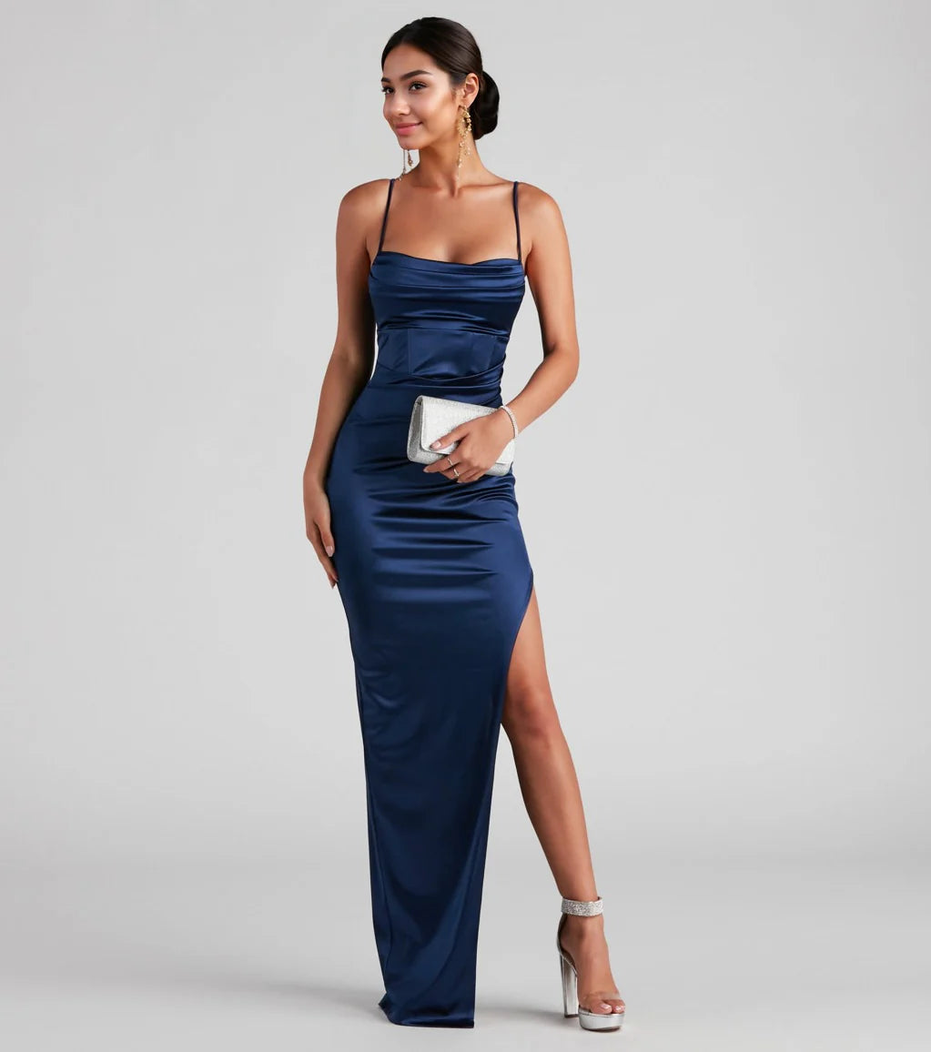 Carmella High Slit Corset Dress