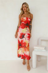 Mystery Of Her Satin Maxi Dress Orange