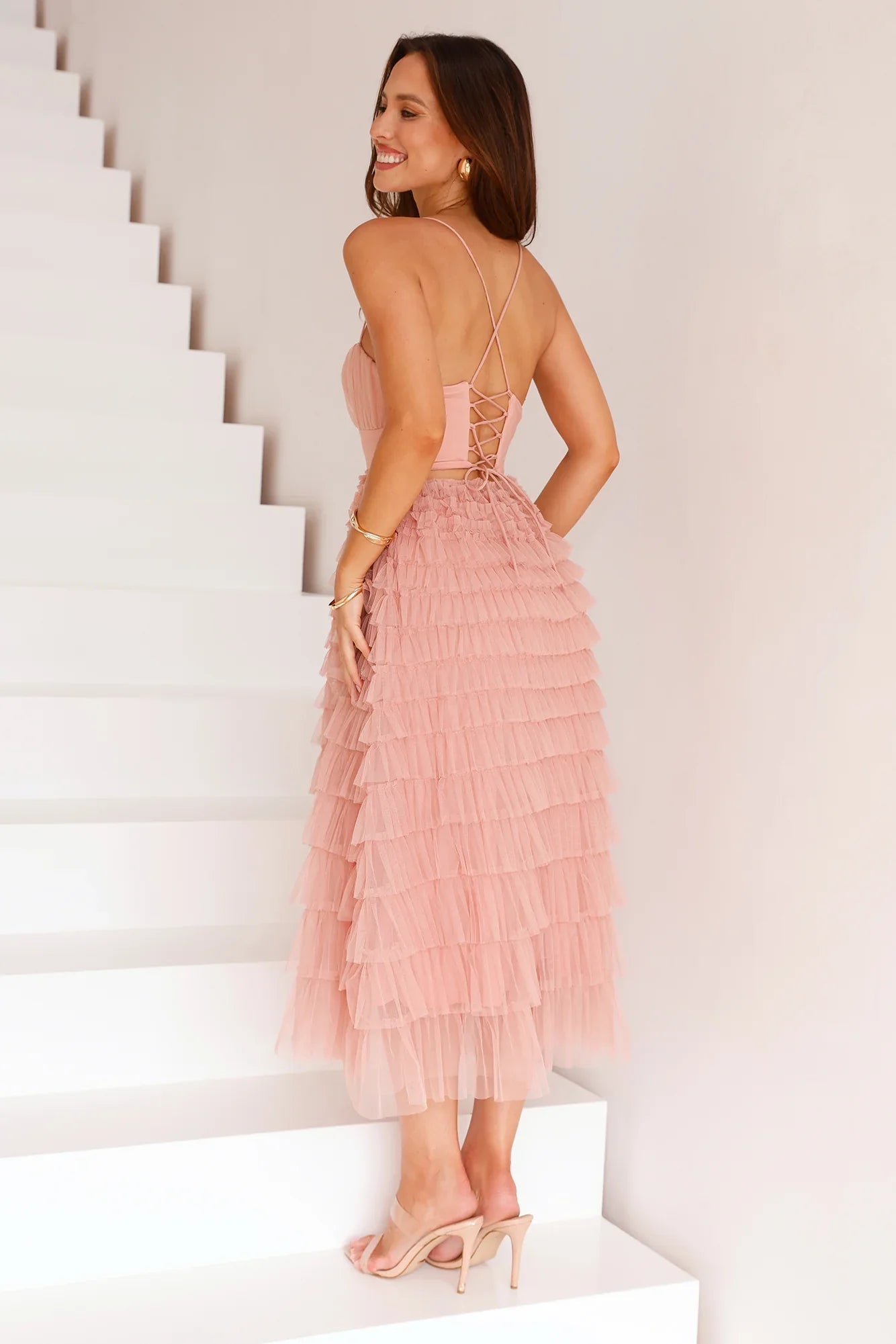 Message To You Tulle Midi Dress Blush