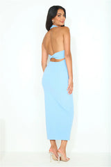 Straight Back To You Halter Maxi Dress Blue