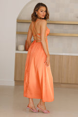 Early Mornings Satin Maxi Dress Orange