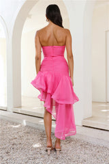 Kiana Strapless Midi Dress Pink