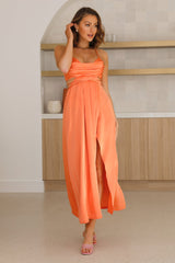 Early Mornings Satin Maxi Dress Orange