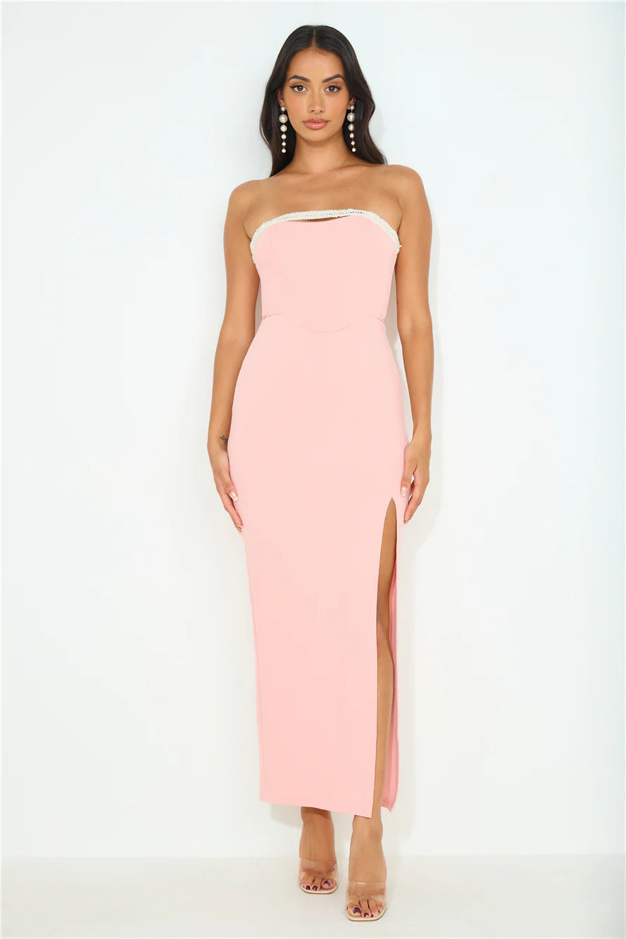 Means A Lot Strapless Maxi Dress Pink