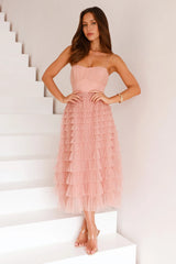 Message To You Tulle Midi Dress Blush