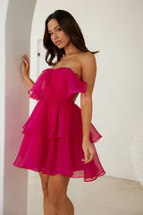 Sunlight Rays Strapless Mini Dress Pink