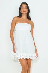 Giving All Of Me Strapless Tulle Mini Dress White