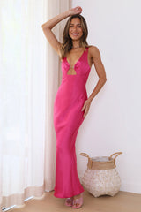 She's Designer Satin Maxi Dress Pink