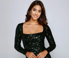 Alora Formal Sequin Scroll Bodycon