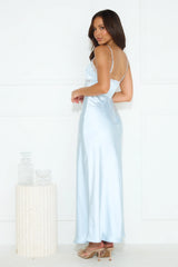 Nobody But You Satin Maxi Dress Blue