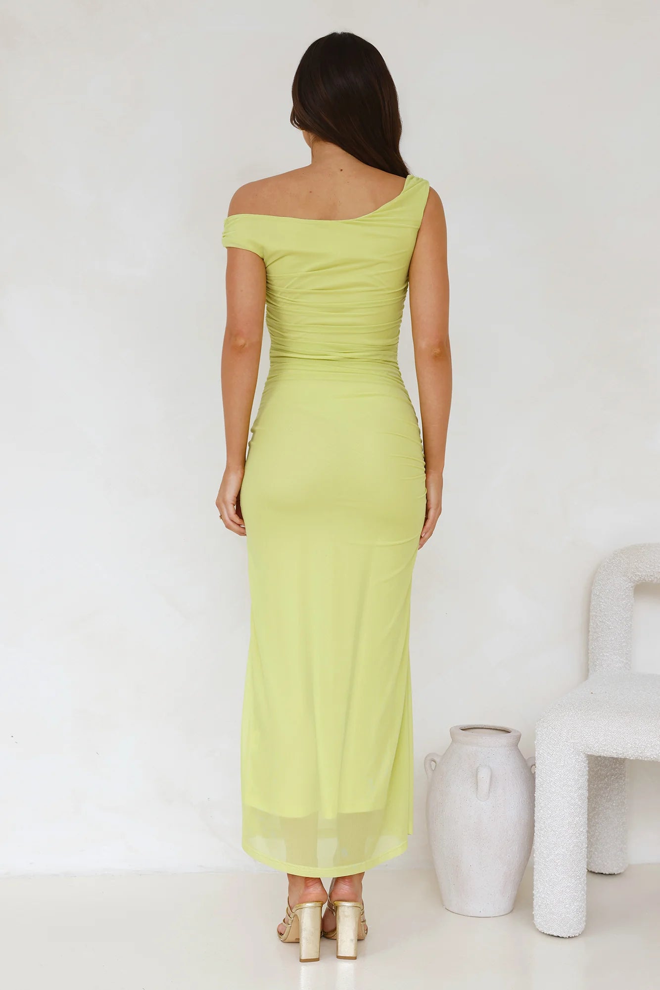 Old Love Off Shoulder Maxi Dress Lime