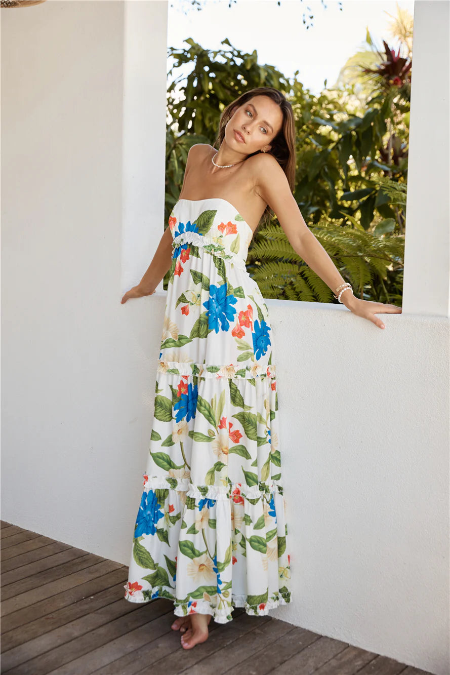 RUNAWAY Daria Maxi Dress White Floral