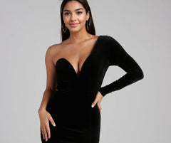 Cheyenne Formal One-Shoulder Velvet Dress