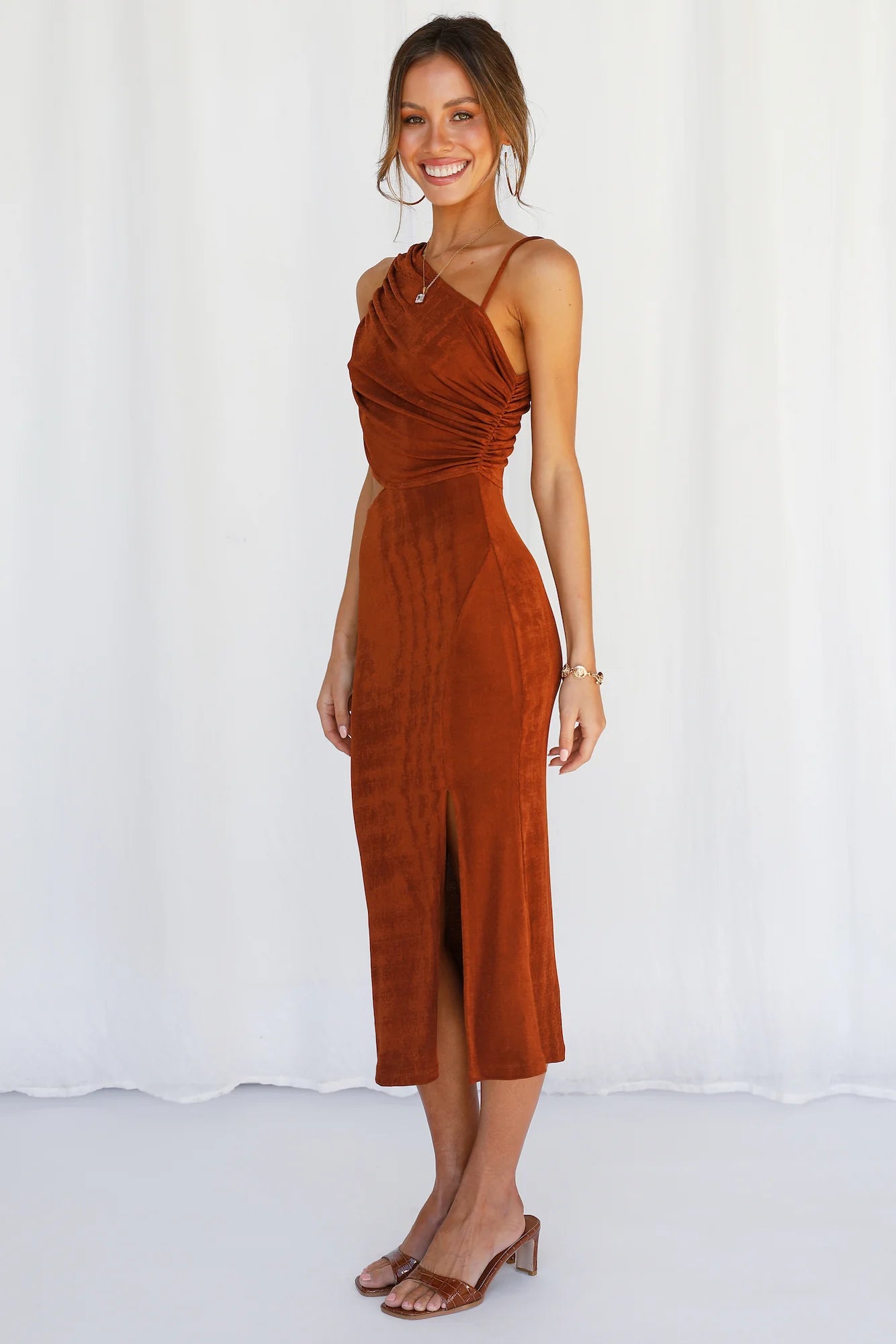 Block It Out Midi Dress Rust