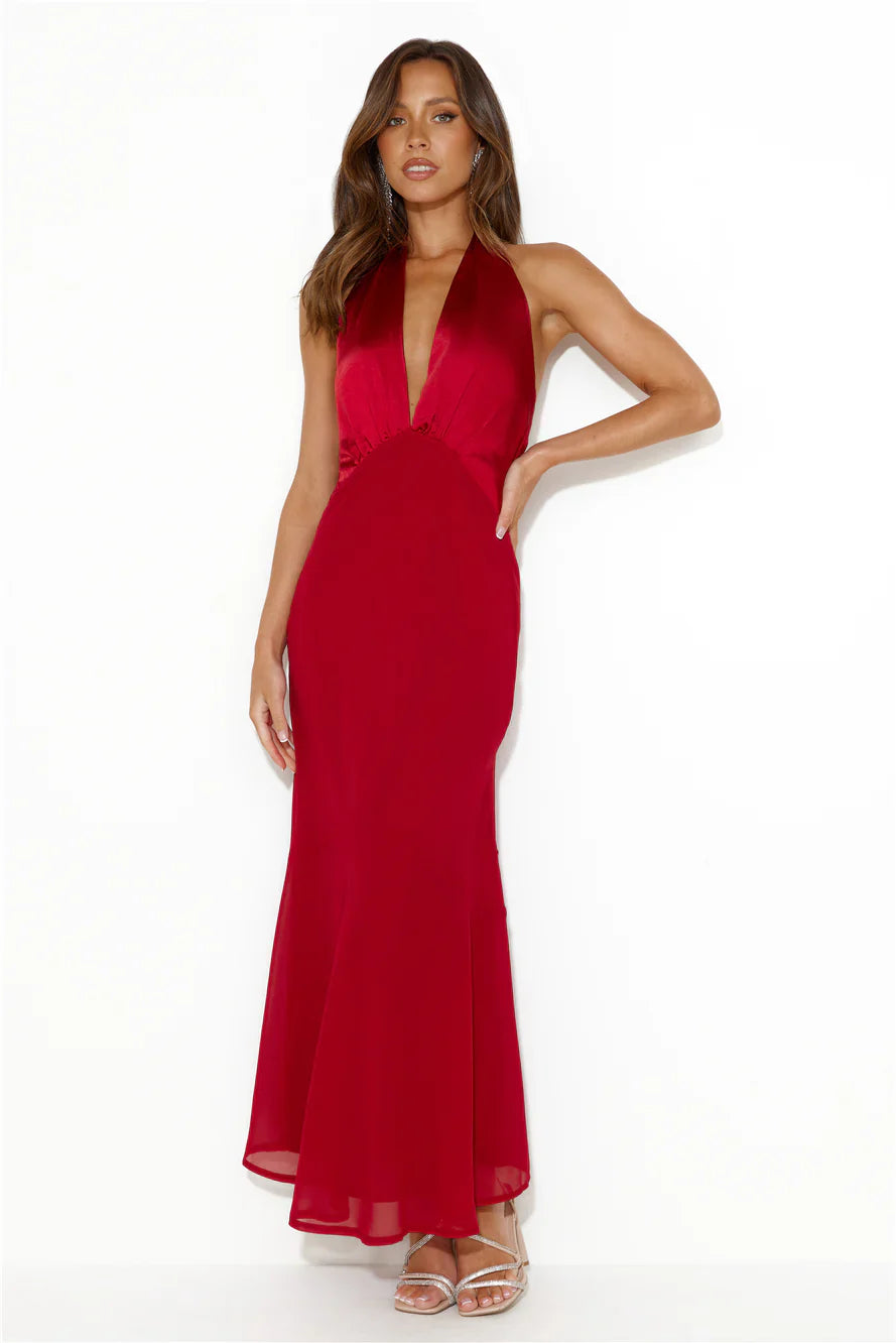 Allowing Luxury Halter Maxi Dress Red