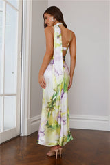 Unique Charm Satin Maxi Dress Green