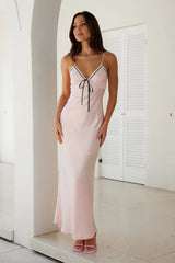 Night Hour Satin Maxi Dress Pink