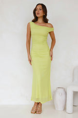 Old Love Off Shoulder Maxi Dress Lime