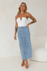 Yours Now Denim Midi Skirt Denim