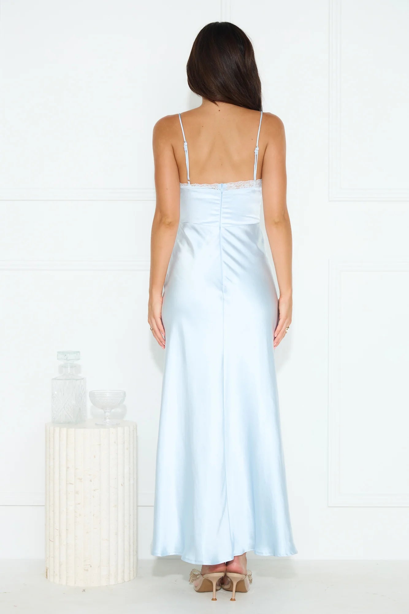 Nobody But You Satin Maxi Dress Blue