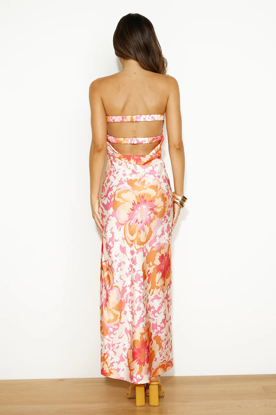 Own The Style Satin Maxi Dress Orange