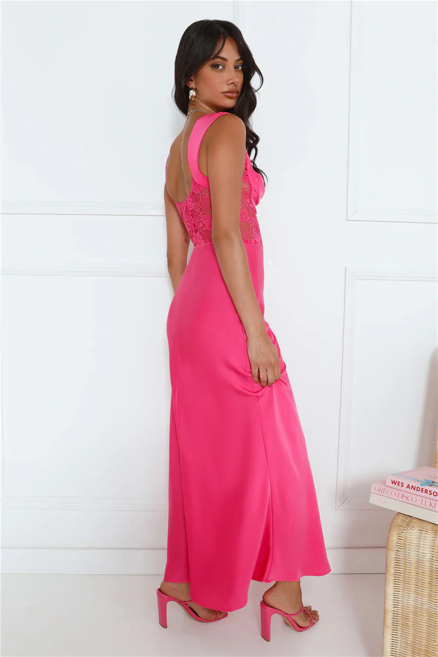 Permission To Party Satin Maxi Dress Pink