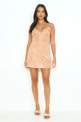 Skip The Line Mini Dress Beige