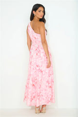 Love Affair One Shoulder Maxi Dress Pink