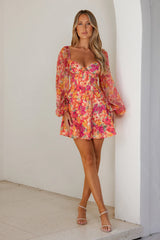 Janeiro Sun Long Sleeve Mini Dress Pink