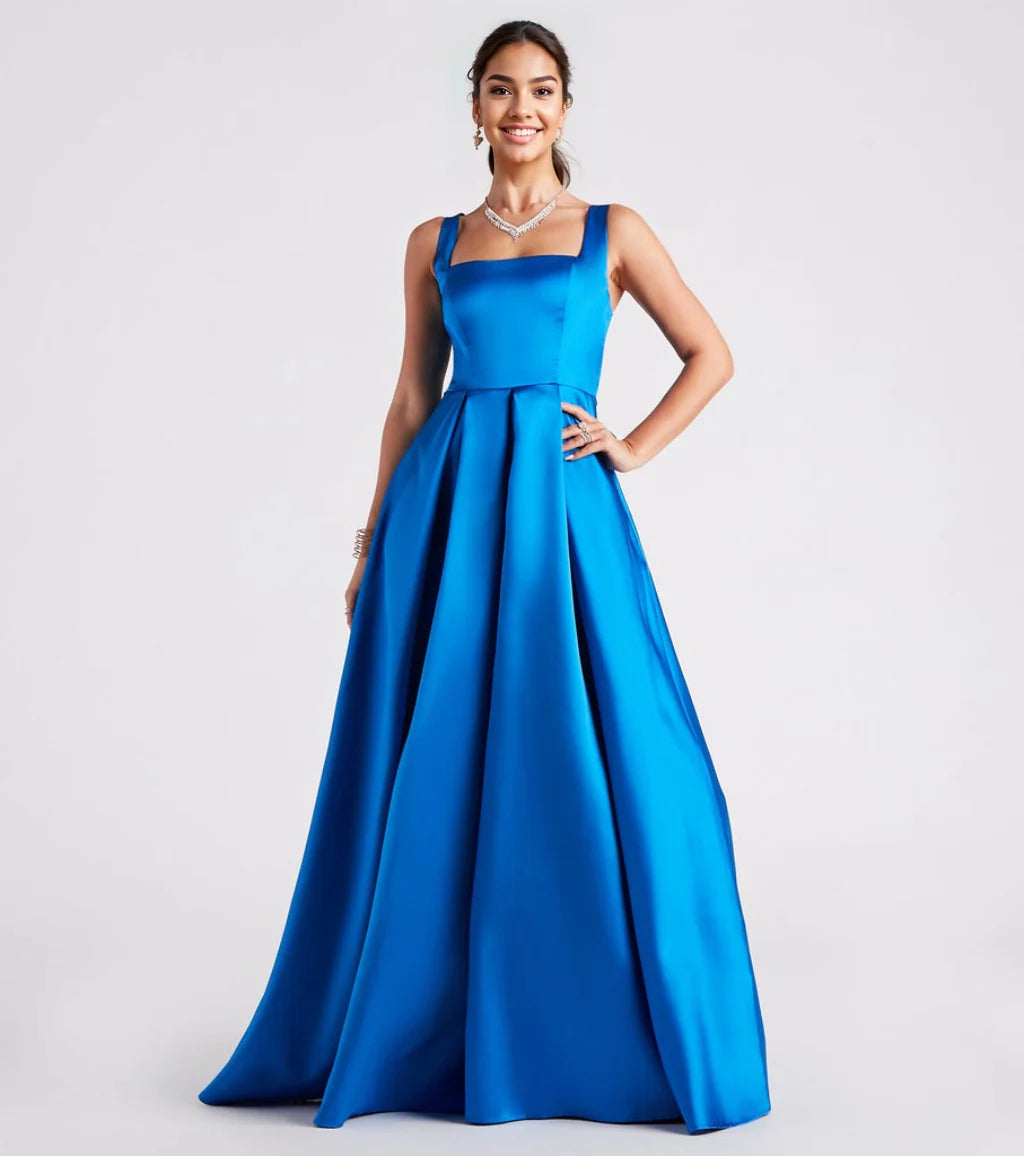 Kristine Satin Lace-Up A-Line Ball Gown