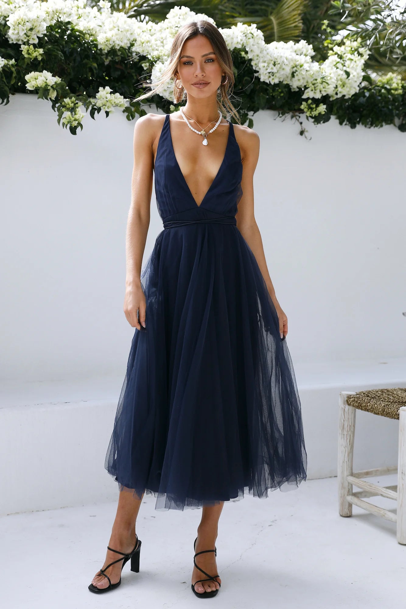 Summer Cinderella Midi Dress Navy