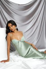 Stylist Things Satin Maxi Dress Sage