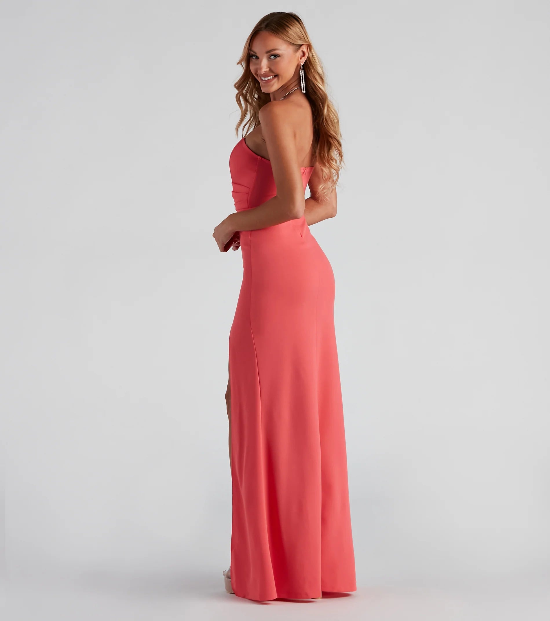 Kaia Strapless High Slit Formal Dress