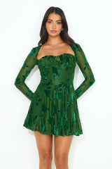 New City Long Sleeve Mini Dress Green