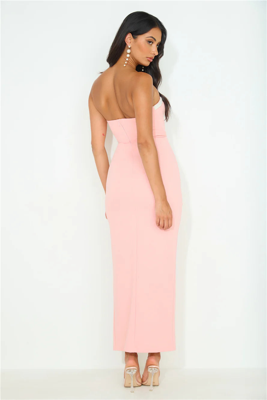 Means A Lot Strapless Maxi Dress Pink